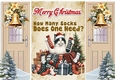 Beige Gate Fold Kitten & Socks With A Christmas Tree & Bells