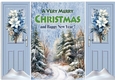 Pretty Christmas Woodland Snow Scene, Blue Gate Fold (TWO)
