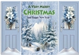Pretty Christmas Woodland Snow Scene, Blue Gate Fold (FOUR)