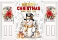 White Gate Fold With Red/White Poinsettias With Snowman/Gift
