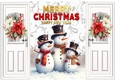 White Gate Fold And Red/White Poinsettias With Lovely Snowman Family