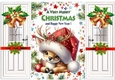 White Gate Fold WIth Red Bows & Bells Sweet Deer In Santa Hat
