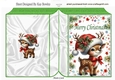 Christmas Festive Stars Folded Book With Cute Deer (FOUR)