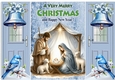 Nativity Scene WIth Blue Birds & Pretty Bells Gate fold