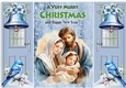 Christmas Scene Nativity WIth Blue Birds & Bells Gate fold