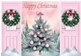Pretty Pink Christmas Tree With Bow Wreath Gatefold (THREE)