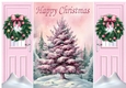 Pretty Pink Christmas Tree With Bow Wreath Gatefold (FIVE)
