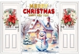 Funny Snowman With White Gatefold Poinsettias (TWO)