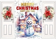Funny Snowman With White Gatefold Poinsettias (THREE)