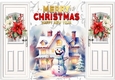 Funny Snowman With White Gatefold Poinsettias (FOUR)