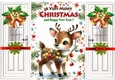 Cute Deer With Fairy Lights White Gatefold With Bells (TWO)
