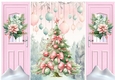 Pink Gatefold With Snow & Flowers Christmas Tree (TWO)