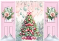 Pink Gatefold With Snow & Flowers Christmas Tree (THREE)