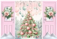 Pink Gatefold With Snow & Flowers Christmas Tree (FOUR)