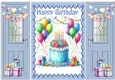 Birthday Cake With Balloons Blue Gatefold (THREE)