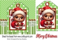 Cute Christmas Teddy Bear On A Tag 7x7 (TWO)