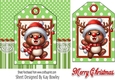 Cute Christmas Teddy Bear On A Tag 7x7 (FOUR)