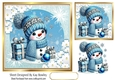 Cute Snowman With Gift 7x7 Toppers (THREE)