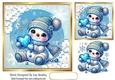 Cute Snowman With A Heart 7x7 Toppers (FOUR)