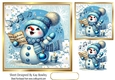 Cute Snowman Singing 7x7 Toppers (FOUR)