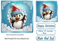 Christmas Penguin 3D 7x7 Card Front (FOUR)