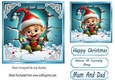 Christmas Santas Elf 3D 7x7 Card Front (FIVE)