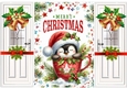 Cute Baby Penguin In A Teacup Christmas Gatefold (THREE)