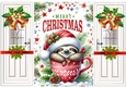 Cute Baby Sloth In A Teacup Christmas Gatefold (FOUR)