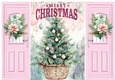 Pretty Christmas Tree In A Basket Pink Gatefold (FOUR)