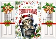 Cute Kitten in A Bucket Gatefold With Bells & Bows (FOUR)