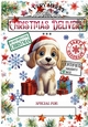 Lovely A4 Christmas Frame With Brown Puppy NAME TAG, (THREE)