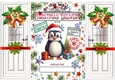 Cute Penguin Gatefold With Bells & Bows And Name Tag (THREE)
