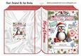 Lovely Christmas Folded Book With Penguin NAME TAG, (THREE)