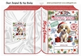 Lovely Christmas Folded Book With Puppy NAME TAG, (FOUR)