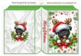 Cute Pug Puppy With Christmas Holly Folded Book (THREE)