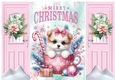 Cute Puppy In Christmas Teacup Pink Gatefold (TWO)