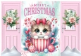 Cute Kitten In A Teacup Pink Gatefold (THREE)