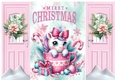 Cute Unicorn In Christmas Teacup Pink Gatefold (FOUR)
