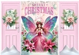 Christmas Fairy With Flowers Pink Folding A5 Gatefold (TWO)