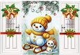 Knitted Gold Snowman A5 Gatefold With Bells (FIVE)