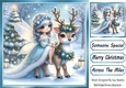 Pretty Christmas Blue Fairy With Deer 8x8 (THREE)