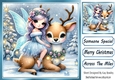 Pretty Christmas Blue Fairy With Deer 8x8 (FOUR)