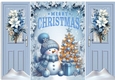 Cute Snowman Snow Scene A5 Gatefold With Flowers (TWO)