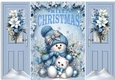 Cute Snowman Snow Scene A5 Gatefold With Flowers (THREE)