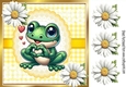 Cute Frog With Hearts & Daisies 8x8
