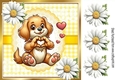 Cute Puppy With Hearts & Daisies 8x8