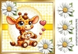 Cute Giraffe With Hearts & Daisies 8x8
