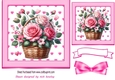 Pretty Pink Roses In A Basket With Bow 7x7 Card Front
