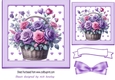 Pretty Purple Roses In A Basket With Bow 7x7 Card Front