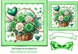 Pretty Green Roses In A Basket With Bow 7x7 Card Front